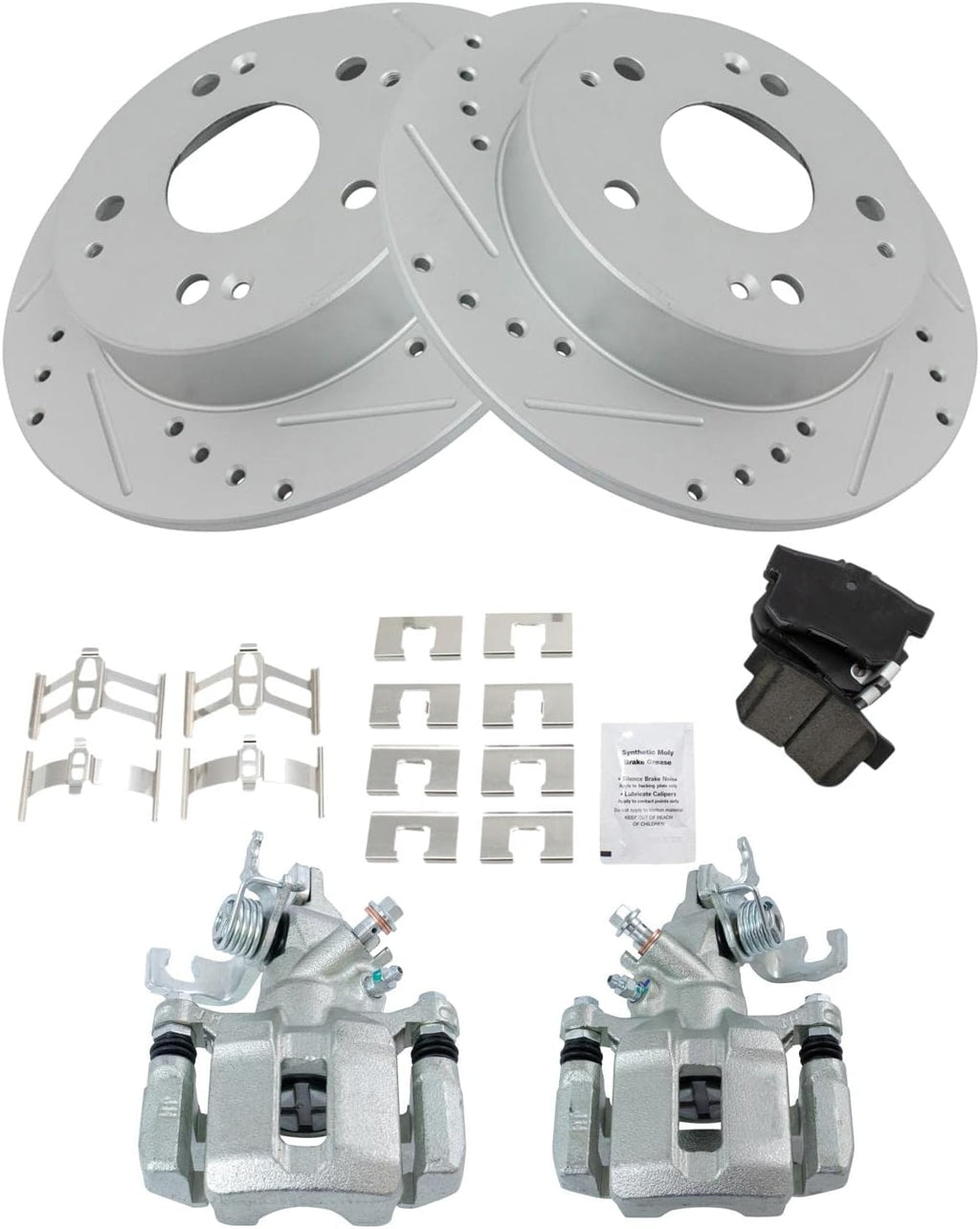 TRQ Performance Rear Brake Pad and Rotor Set Ceramic Solid Rotors Calipers Compatible with 1998-2002 Honda Accord