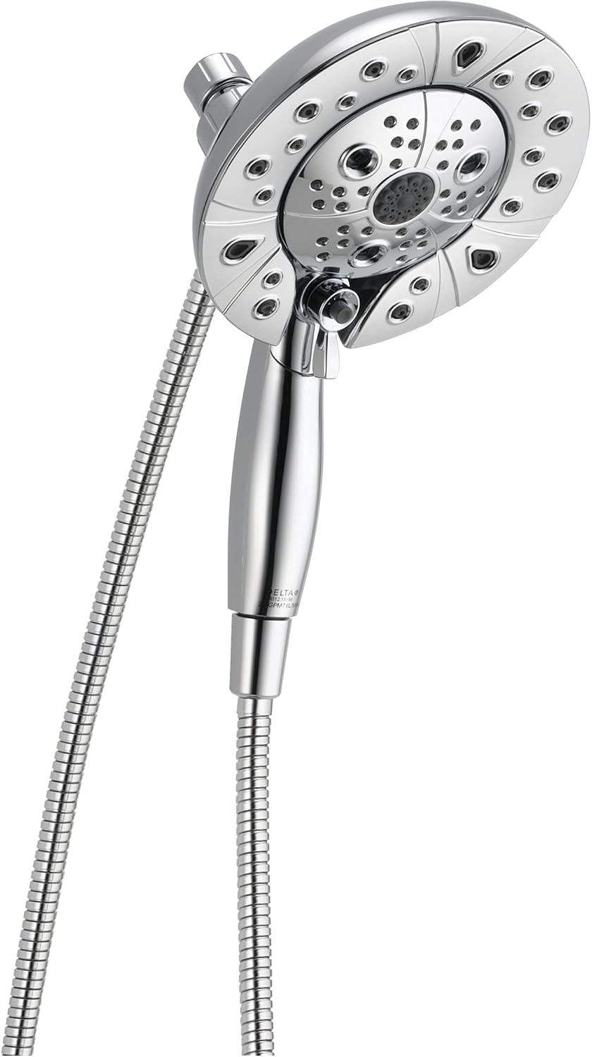 Delta Faucet 5-Spray In2ition Dual Shower Head with HandHeld Spray, H2Okinetic Chrome Shower Head with Hose, Showerheads, Handheld Shower Heads, Lumicoat Chrome 58480-PR-PK