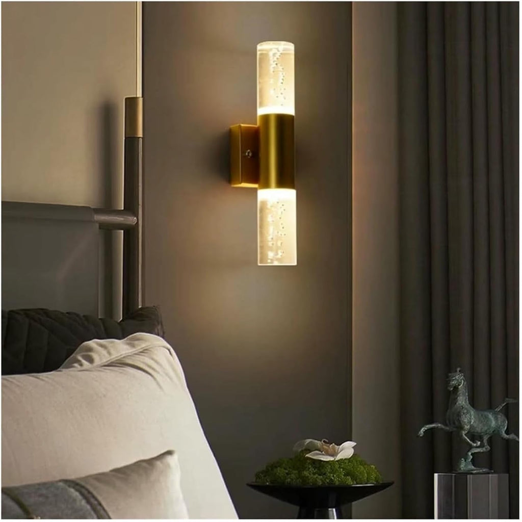 Wall Lamp Modern Bubble Crystal LED Wall Lamps Bathroom Dresser Living Room Bedroom Gold/Silver Sconces Indoor Decor Lighting Lustres(Gold,Warm Light)