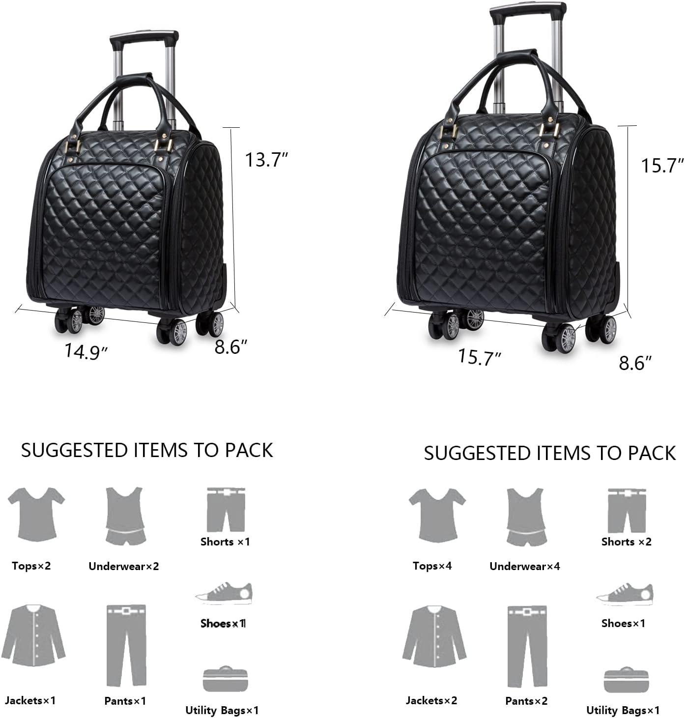 feilario 18in Leather Softside Underseat Carry on Suitcases Expandable Spinner Wheels Travel Luggage