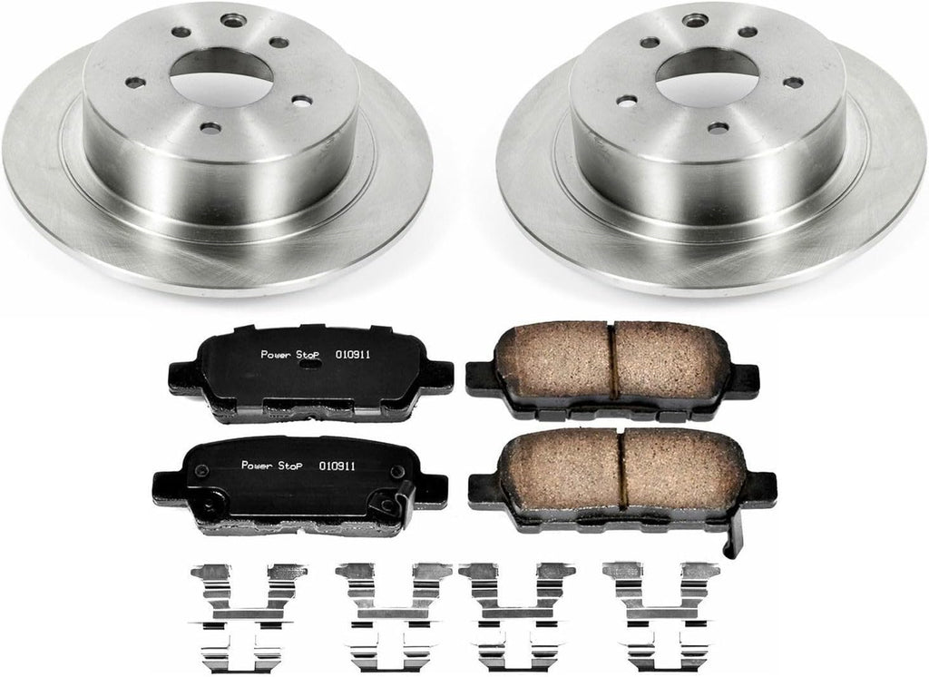 PowerStop Rear Brake Kit for Nissan Altima 2007-10 - Z17 Ceramic Brake Pads & Disc Rotors Replacement, KOE7864