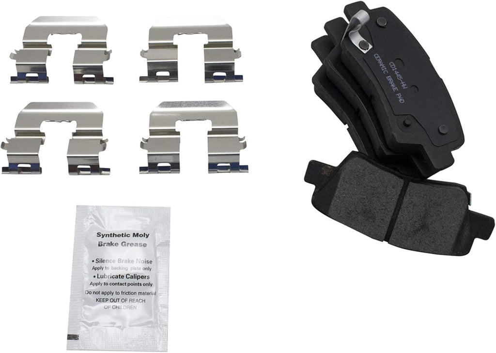 TRQ Performance Rear Brake Pad and Rotor Set Ceramic Solid Rotors Calipers Compatible with 2011-2014 Hyundai Sonata 2011-2015 Kia Optima