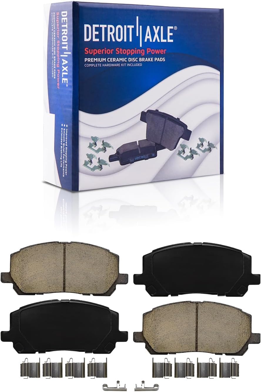 Detroit Axle - 10pc 2WD Brake Kit for 2001 2002 2003 Toyota Highlander, Drilled and Slotted Disc Brake Rotors Ceramic Brakes Pads w/Hardware Replacement: 11.65' inch Front and 11.34' inch Rear Rotors