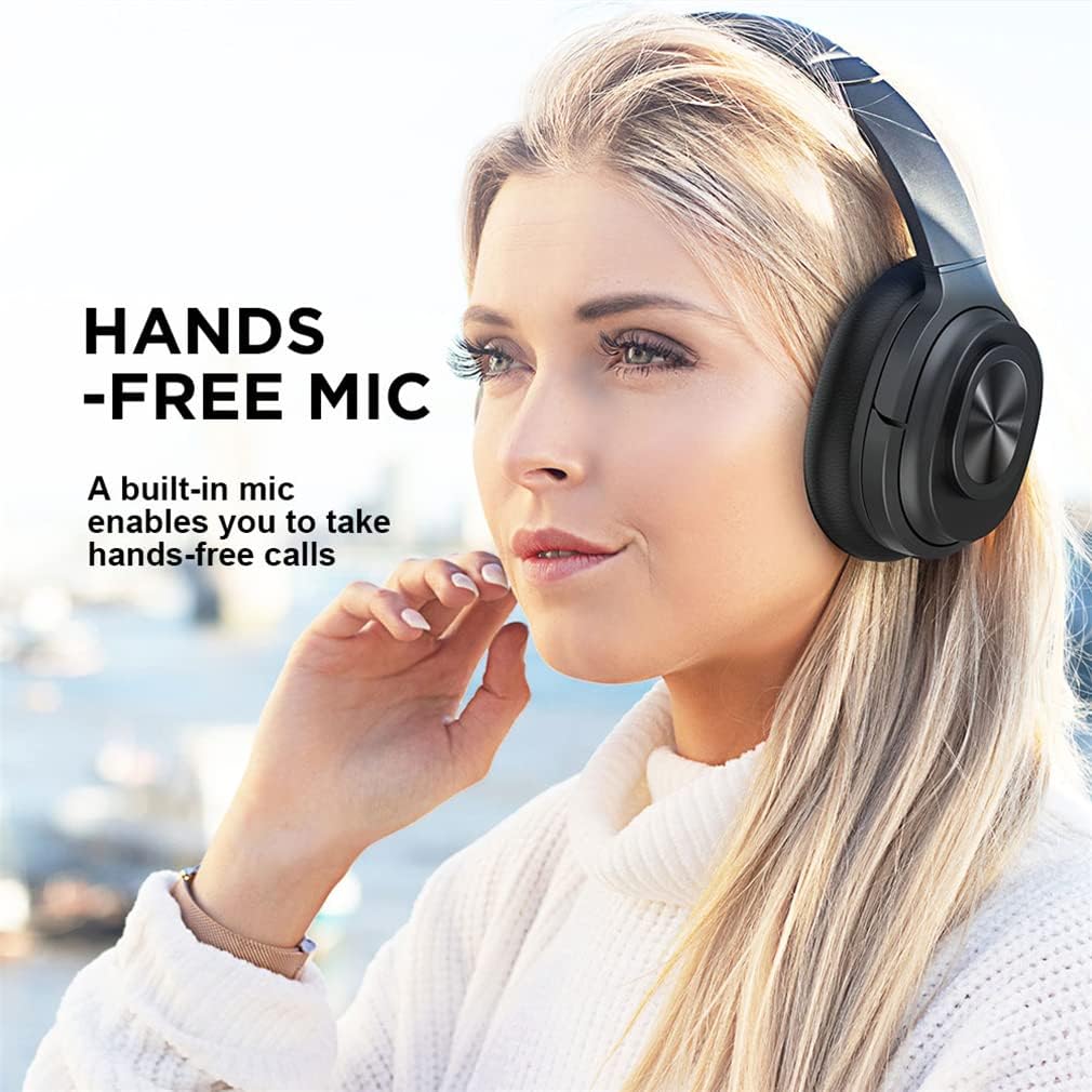 ANC Active Noise Cancelling Headphones Bluetooth 5.0 Wireless Over-Ear Foldable Headsets with Mic, Aptx Low Latency, Hi-Fi Stereo Deep Bass, for Sports/TV/Work,Black
