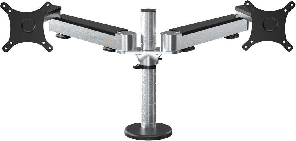 VERSADESK OmniView Dual Monitor Stand - Height Adjustable Arms for 24'-27' Screens - Desk Mount with 360° Rotation - VESA Compatible - Each Arm Supports up to 15lbs | Black