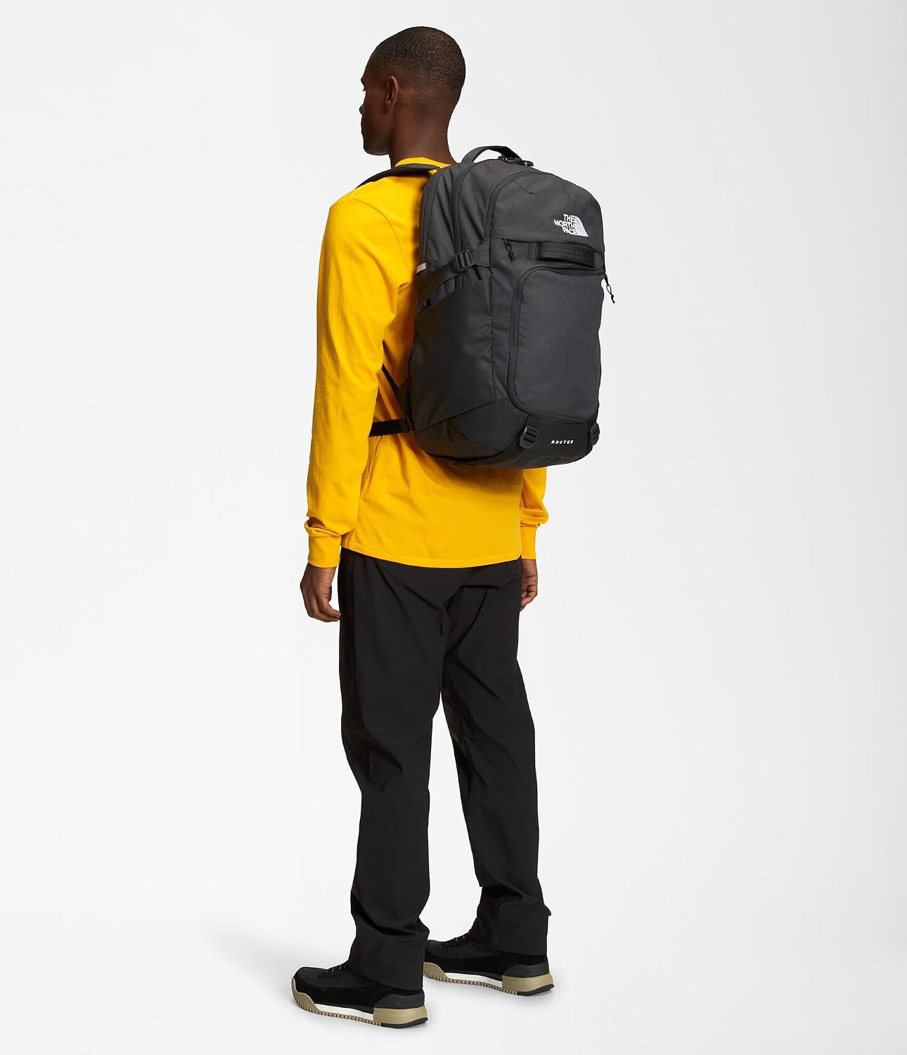 The North Face Router Everyday Laptop Backpack - Daypack, Water Repellent, Laptop Sleeve, Reflective Details, Asphalt Grey Light Heather/TNF Black-NPF, One Size