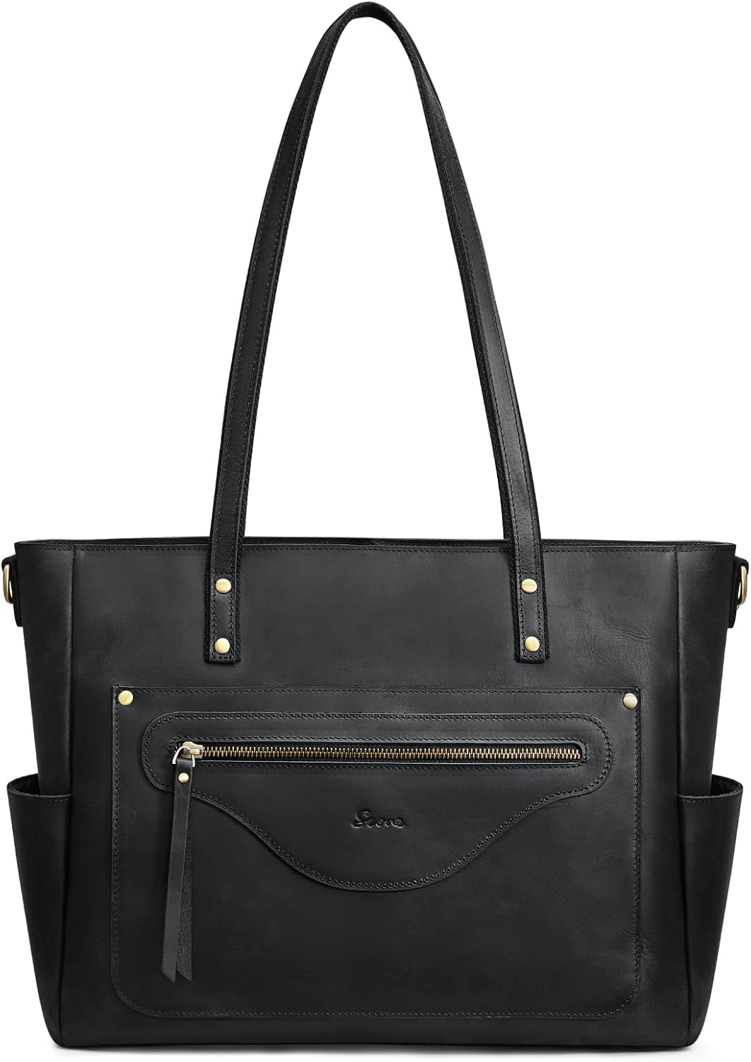 S-ZONE Women Genuine Leather Tote Bag Large Shoulder Purse Vintage Crossbody Work Handbag