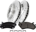 PM Auto Set of 6 Front 304.8mm Drilled Slotted Disc Brake Rotors-Ceramic Brake Pad kit Replacement For 2004 2005 Chevy Express 2500