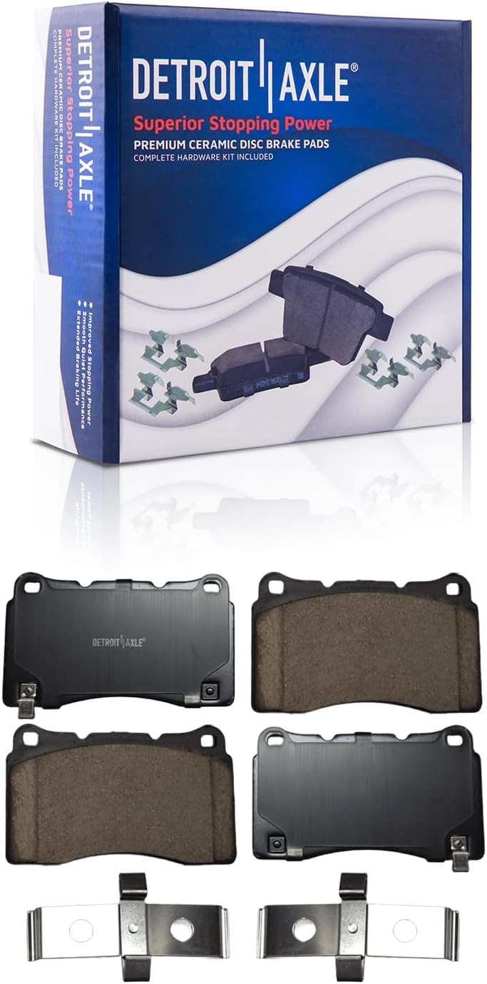 Detroit Axle - Front Brake Kit for Hyundai Genesis Coupe 2010-2016 [4 Piston Front Caliper], 13.39' Disc Brake Rotors Ceramic Brake Pads with Hardware 2011 2012 2013 2014 2015 Replacement