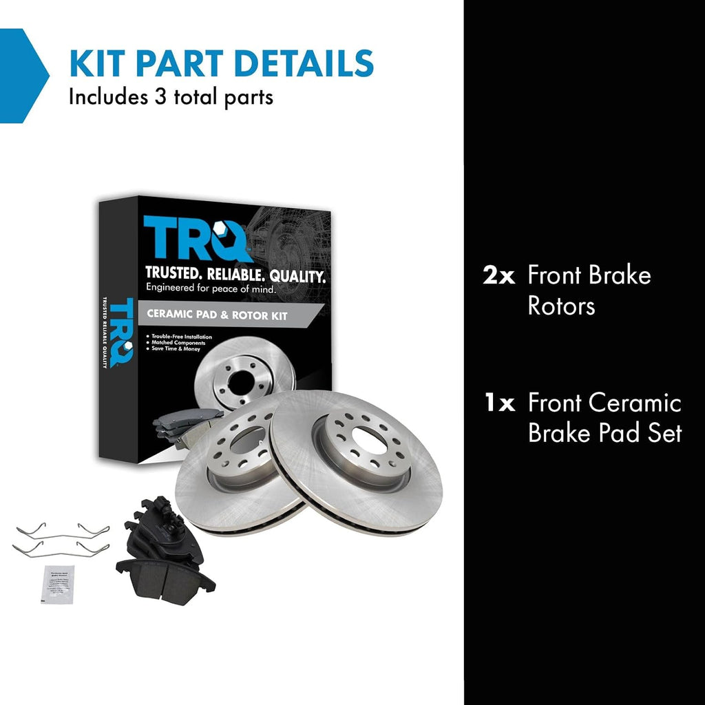 TRQ Front Ceramic Brake Pad & Rotor Set for A3 TT VW Eos Jetta GTI Passat