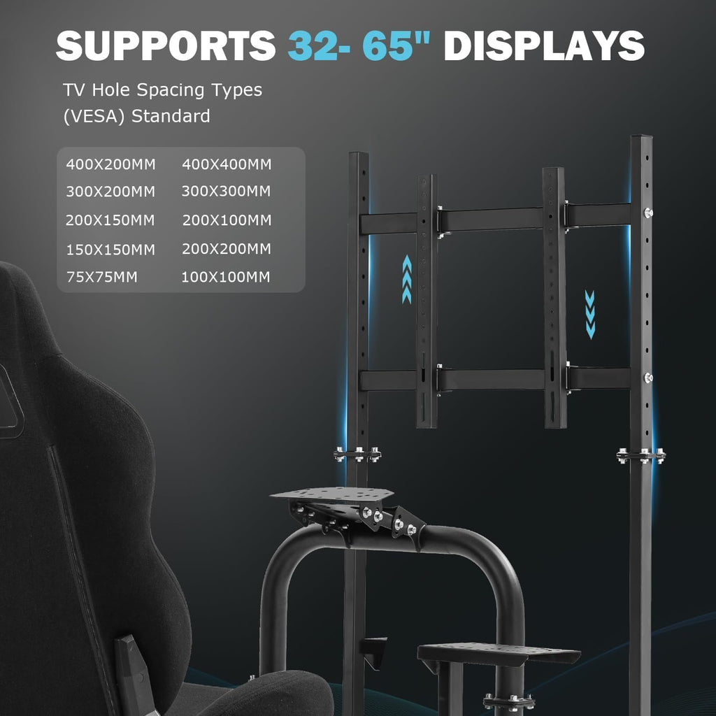 Anman Racing Simulator Cockpit with Monitor Stand and Seat Fit for Logitech G29 G920 G923, for Thrustmaster T248 T300, for Fanatec CSL DD, for Moza Wheel Shifter Pedals NOT Included