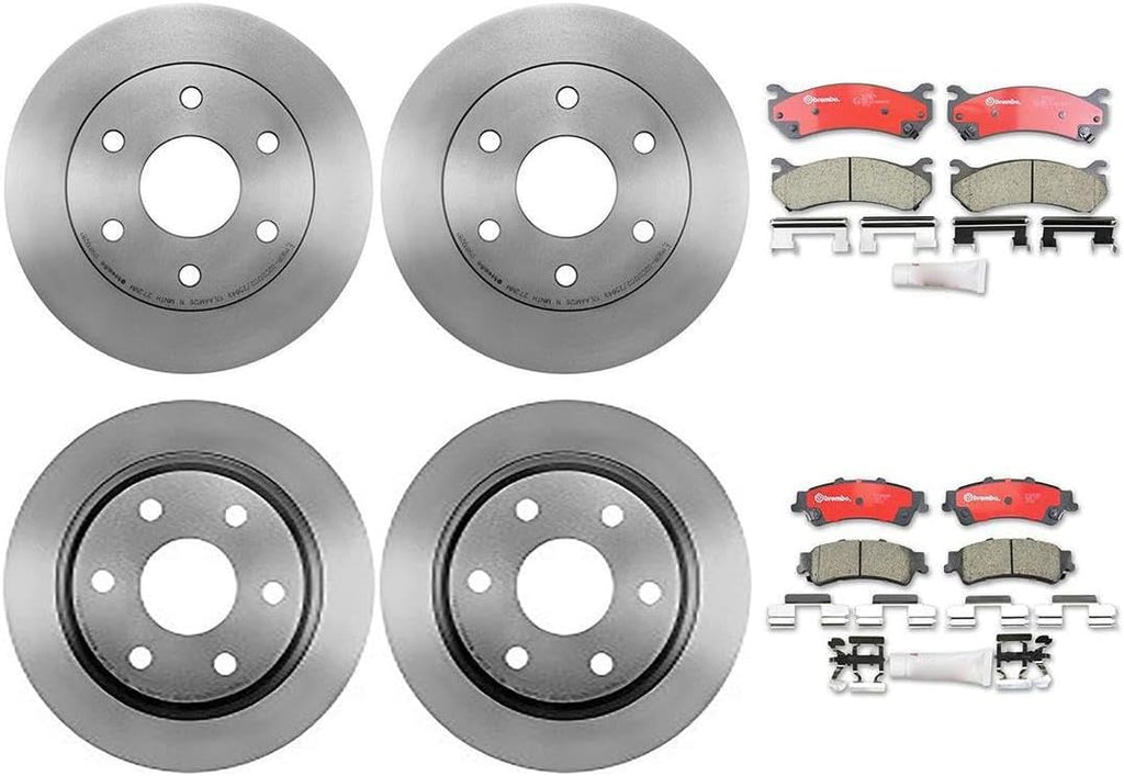 (8) Brakes and Rotors Kit Front and Rear Brake Pads and Rotors Kit, Brake Rotors Brake Pads for Chevrolet Silverado 1500 2001-2005 for Chevy Silverado 1500 2001-2005