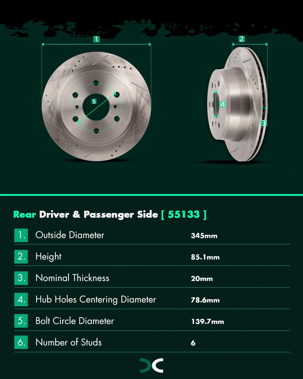SCITOO Disc Brake Pads and Rotors Rear 13.58' Rotors Replacement 2007-2014 For Cadillac,2007-2014 For Chevrolet,2007-2014 For GMC, 6/Lugs Vented Brake Kits