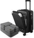 LEVEL8 Grace Carry On Luggage Airline Approved, 20 Inch Expandable Hardside Carry On Suitcase With Wheels, Abs+Pc Small Luggage with Tsa Lock, Black, 20-Inch