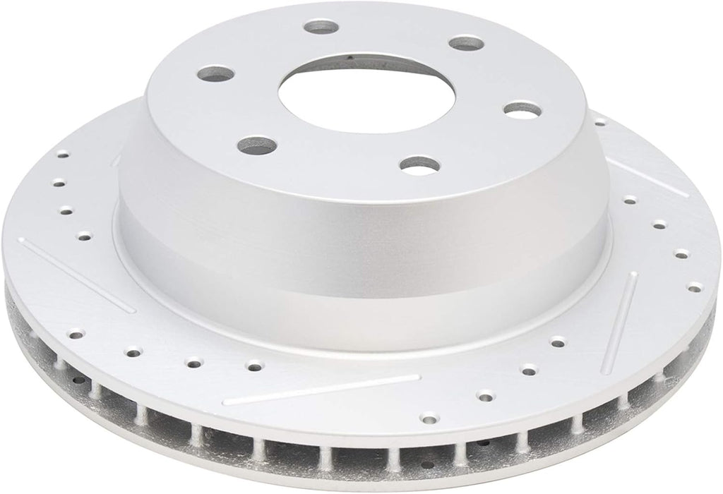 TRQ Performance Rear Brake Pad and Rotor Set Ceramic Slotted Drilled G Coated Vented Rotors Calipers Compatible with 2000-2001 Chevrolet Tahoe GMC Yukon 2002 Sierra 1500
