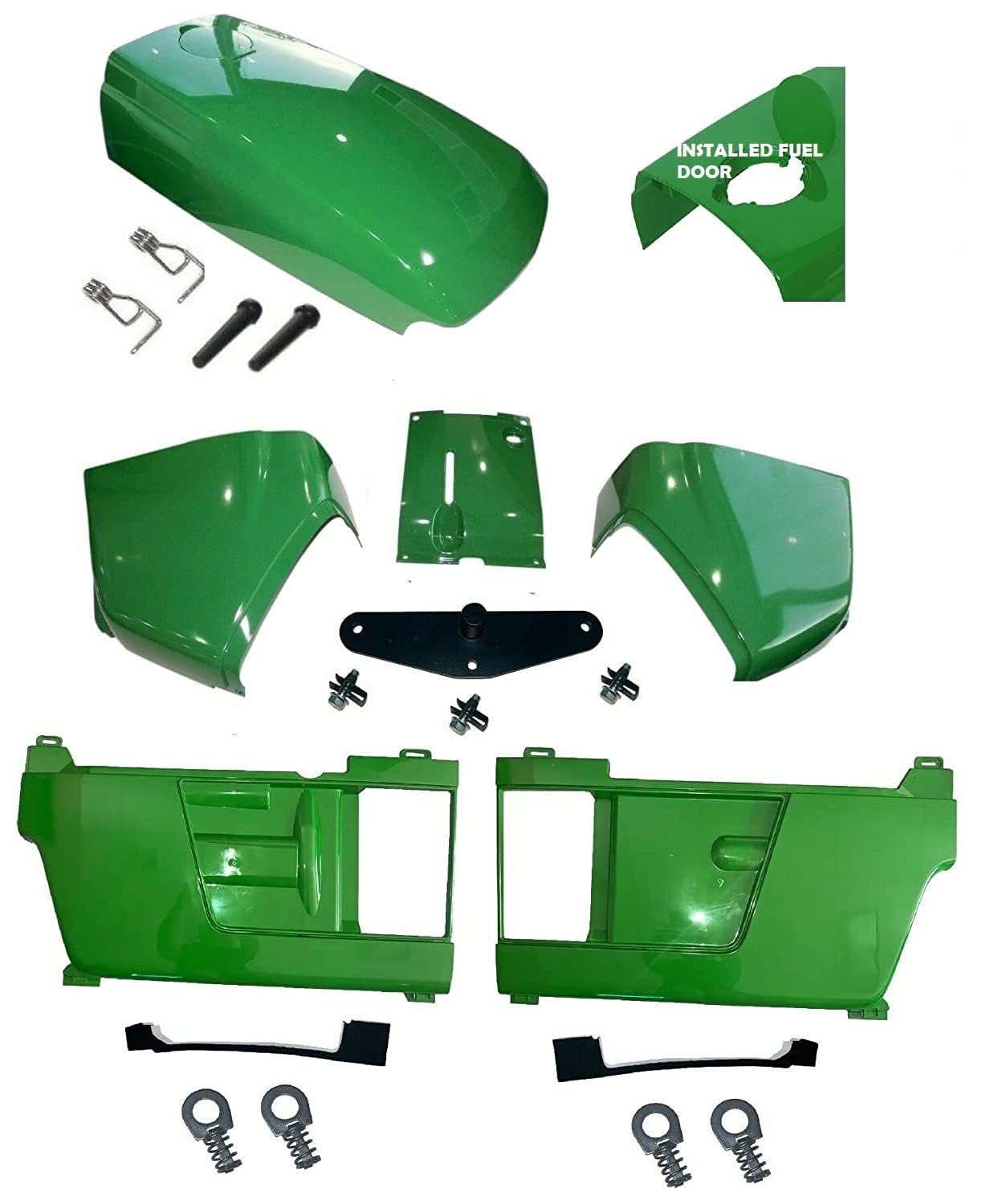 Upper Hood with Installed Fuel Door Kit/Fuel Door Kit/PanelsLH&RH/Catch/Cowl & Cover fits John Deere 4500 4600 4700