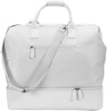 NOBL Travel Weekender Bag for Women & Men, Large Duffel Carry-On Tote with Trolley Sleeve, Separate Shoe Compartment & Laptop Pocket, Leather Overnight Bag for Airplane, Gym, Road Trips - Ivory