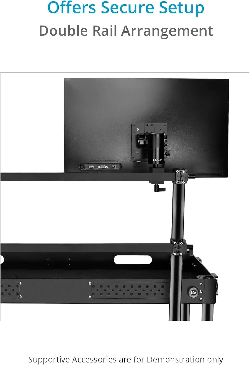 PROAIM Multi Monitor Mounting System for Video Camera Production Carts. 5/8' Baby Pin Mount. Clamping Range: 38mm. Payload up to 27kg/60lb. (P-MLMT-M2)
