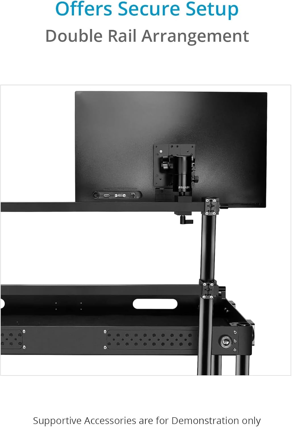 PROAIM Multi Monitor Mounting System for Video Camera Production Carts. 5/8' Baby Pin Mount. Clamping Range: 38mm. Payload up to 27kg/60lb. (P-MLMT-M2)