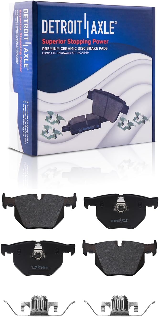 Detroit Axle - 12pc Brake Kit for 2007-2018 BMW X5, 2011-2019 X6 Front and Rear Disc Brake Rotors Ceramic Brake Pads Wheel Bearing Hubs Replacement: 13.07' inch Front & 12.59'' inch Rear Rotor