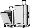 CENSIEN Luggage Sets 2 Pieces, 20 Inch Carry On Luggage and Expandable 28 Inch Checked Luggage with Spinner Wheels, Lightweight ABS+PC Hard Shell Suitcase with Front Opening, TSA Lock (White, 20/28)