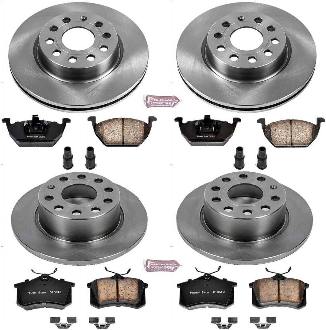PowerStop Front and Rear Brake Kit for Volkswagen Jetta 2013-15 - Z17 Ceramic Brake Pads & Disc Rotors Replacement, KOE7242
