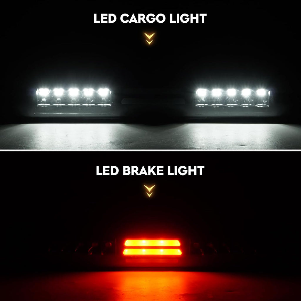 LED Tail Light + 3rd Third Brake Light Kit Fit for Chevy Silverado 1500 2500 2003-2006, for GMC Sierra 1500 2500 3500 2004-2006, for Silverado & Sierra Classic 2007, Black Housing Smoke Lens 3 Pcs