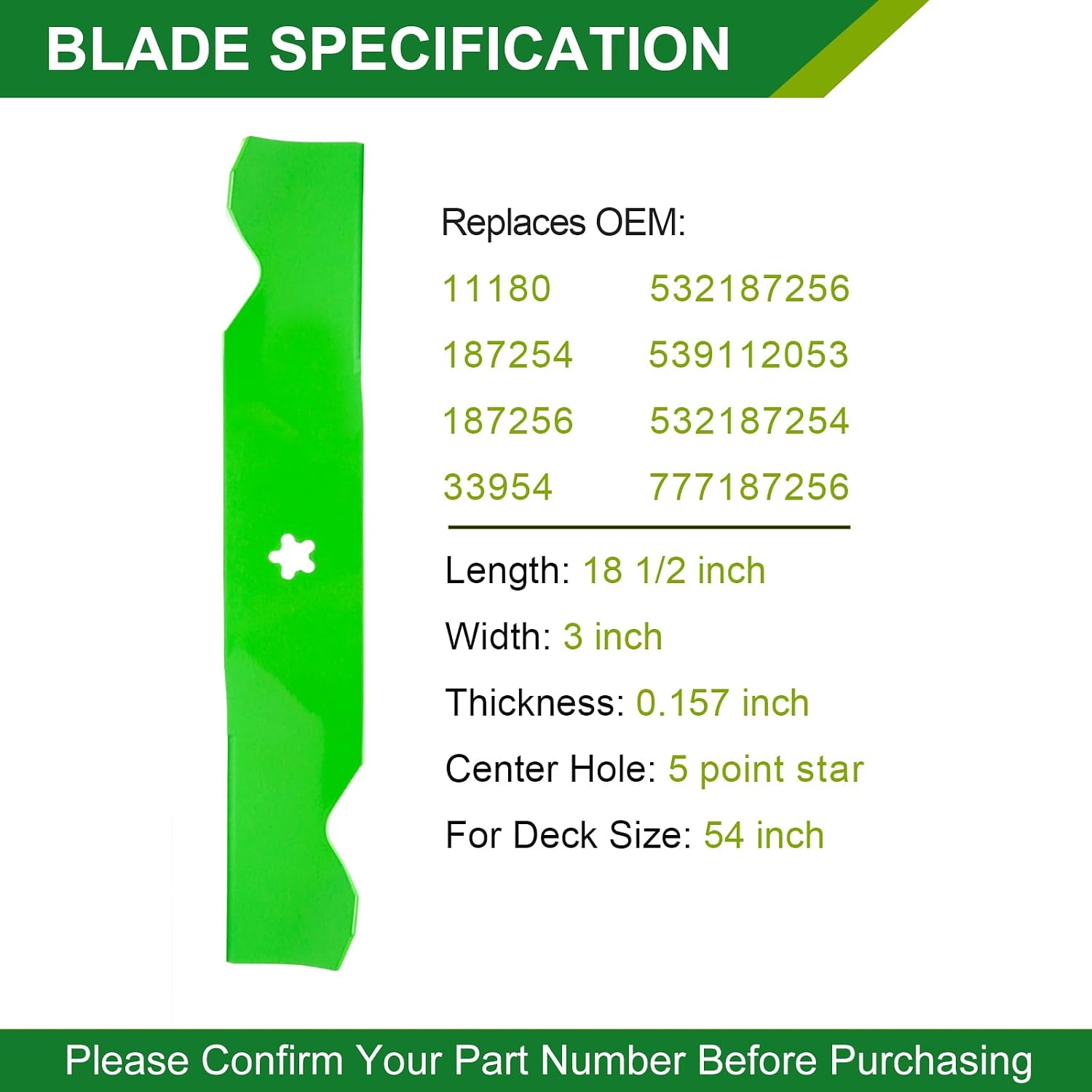 54 Inch Mower Deck Rebuild Kits - Fits Husqvarna LGT24K54 LGT2554 LGT2654 YTH2454 Poulan Pro PB22H54BF with 54' Deck 3 Spindles (187292) 3 Blades (187254/187256) 3 Pulley (153535) 1 Belt (21546382)