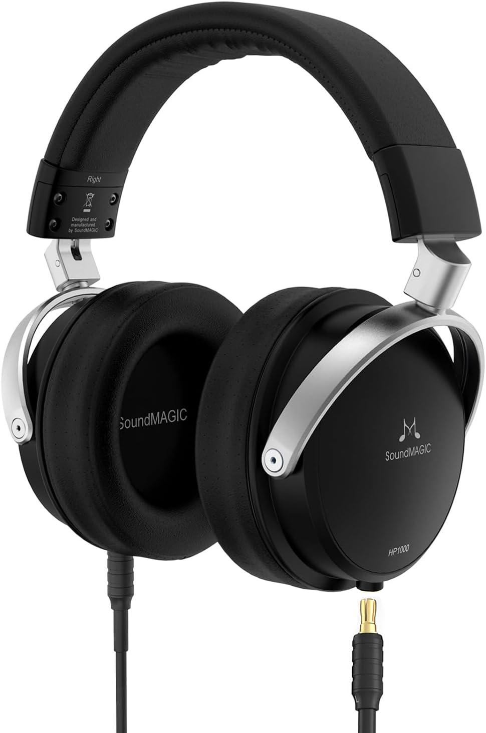 SoundMAGIC HP1000 Over Ear Audiophile Headphones HiFi Stereo Premium Music Headset Wired with Noise Isolation, Closed Back Hi-Res Audio for DJ Studio Professional Monitor for Musician, Black