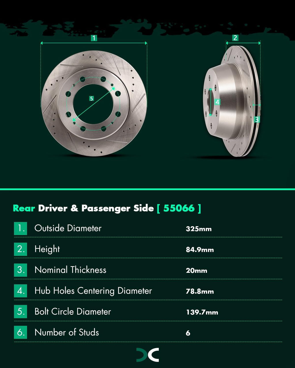 SCITOO Disc Brake Pads and Rotors Rear 12.8' Rotors Replacement For Chevy For Silverado 1500│For Tahoe│For Astro,For GMC For Sierra 1500│For Safari│For Yukon, 6/Lugs Vented Brake Kits