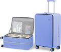 mixi 24 Inch Checked Luggage PC Hard Shell Suitcase Top Opening Aluminum Frame Travel Suitcases with Wheels, Lilac Purple