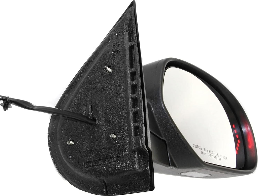 Kool Vue Right Power Heated Mirror for Chevrolet Silverado 1500 GMC Sierra 1500 2007-2013 Power Fold With Signal Light & Puddle Lamp; Without Blind Spot Monitor, Memory & Auto-Dim with 2 Caps New Body
