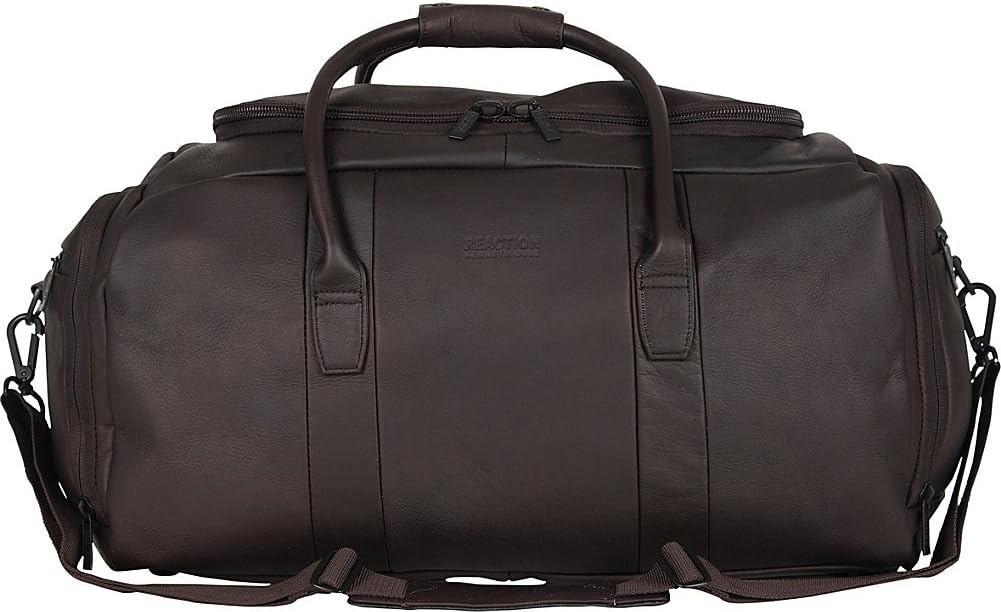 Kenneth Cole REACTION Duff Guy Colombian Leather 20' Single Compartment Top Load Travel Duffel Bag, Cognac