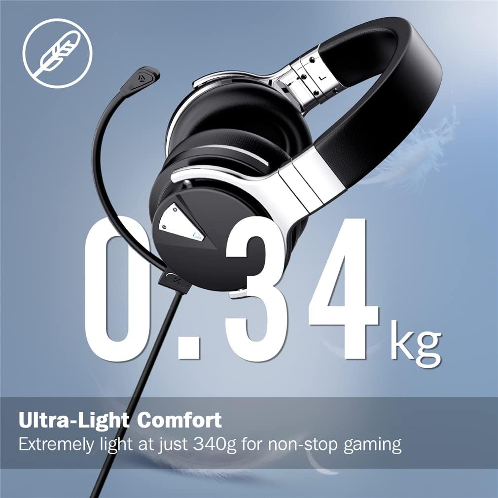2 in 1 Active Noise Cancelling Gaming Headset Foldable Wireless Bluetooth Over-Ear Headphones with Detachable Boom Mic, Advanced 45Mm Speakers, 30H Playtime