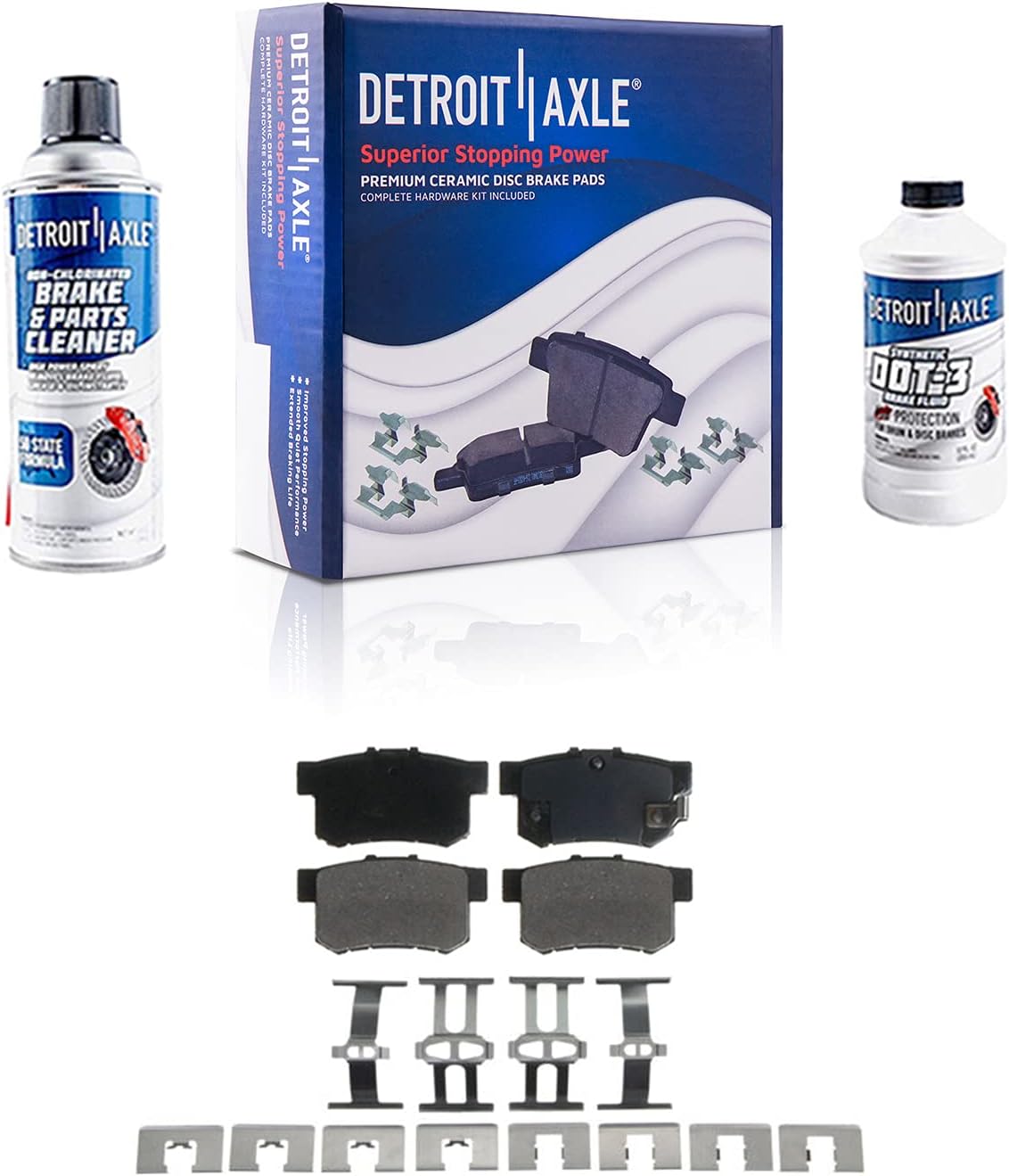 Detroit Axle - Rear 8pc Brake Kit for 2004-2008 Acura TSX, 2003-2007 Honda Accord, 10.24'' inch Disc Brake Rotors Ceramic Brake Pads Brake Calipers Replacement