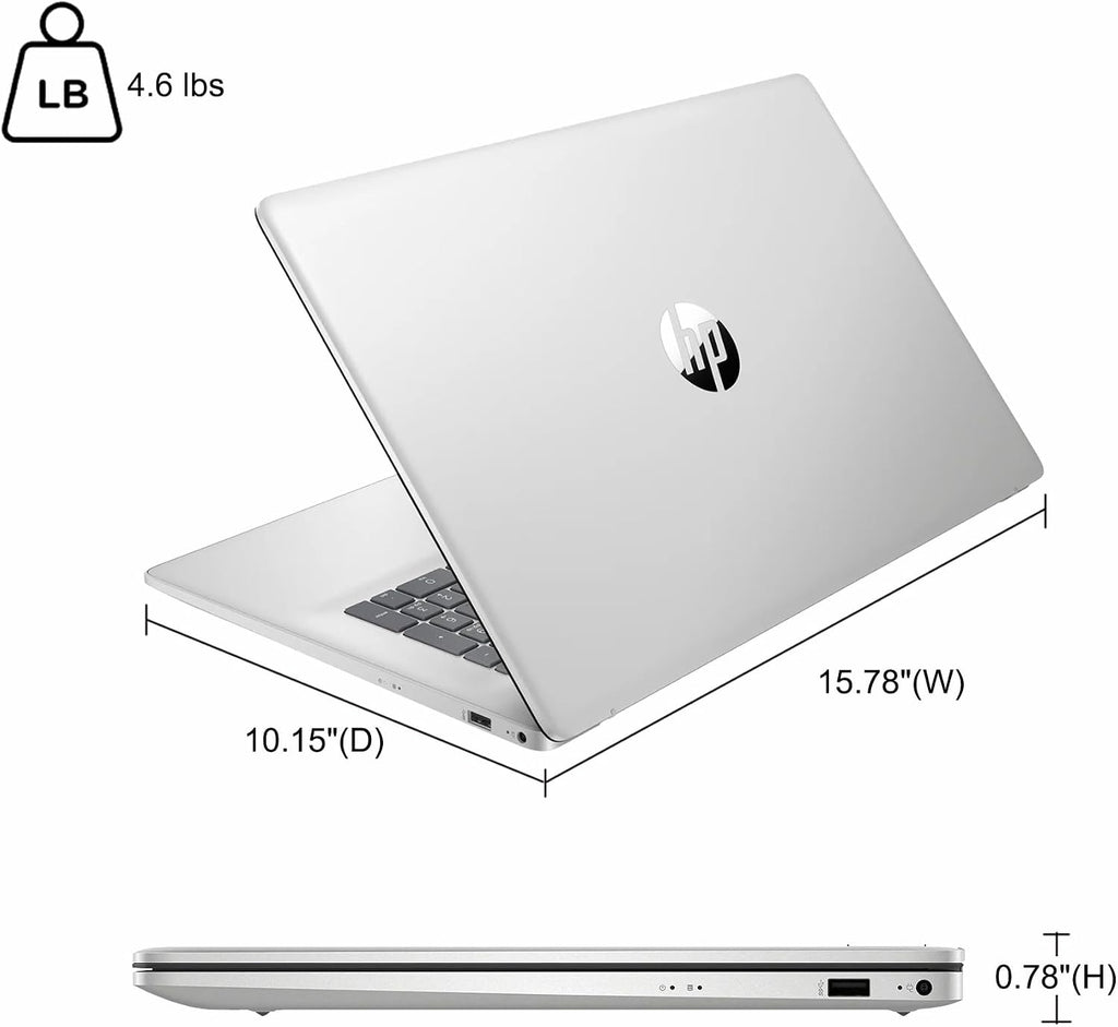 HP 17 Business Laptop 17.3' HD+ Touchscreen AMD 6-core Ryzen 5 7430U (Beats i7-1255U) 64GB RAM 1TB SSD Type-C Fast Charge Long-Lasting Battery Win11 ICP Hub