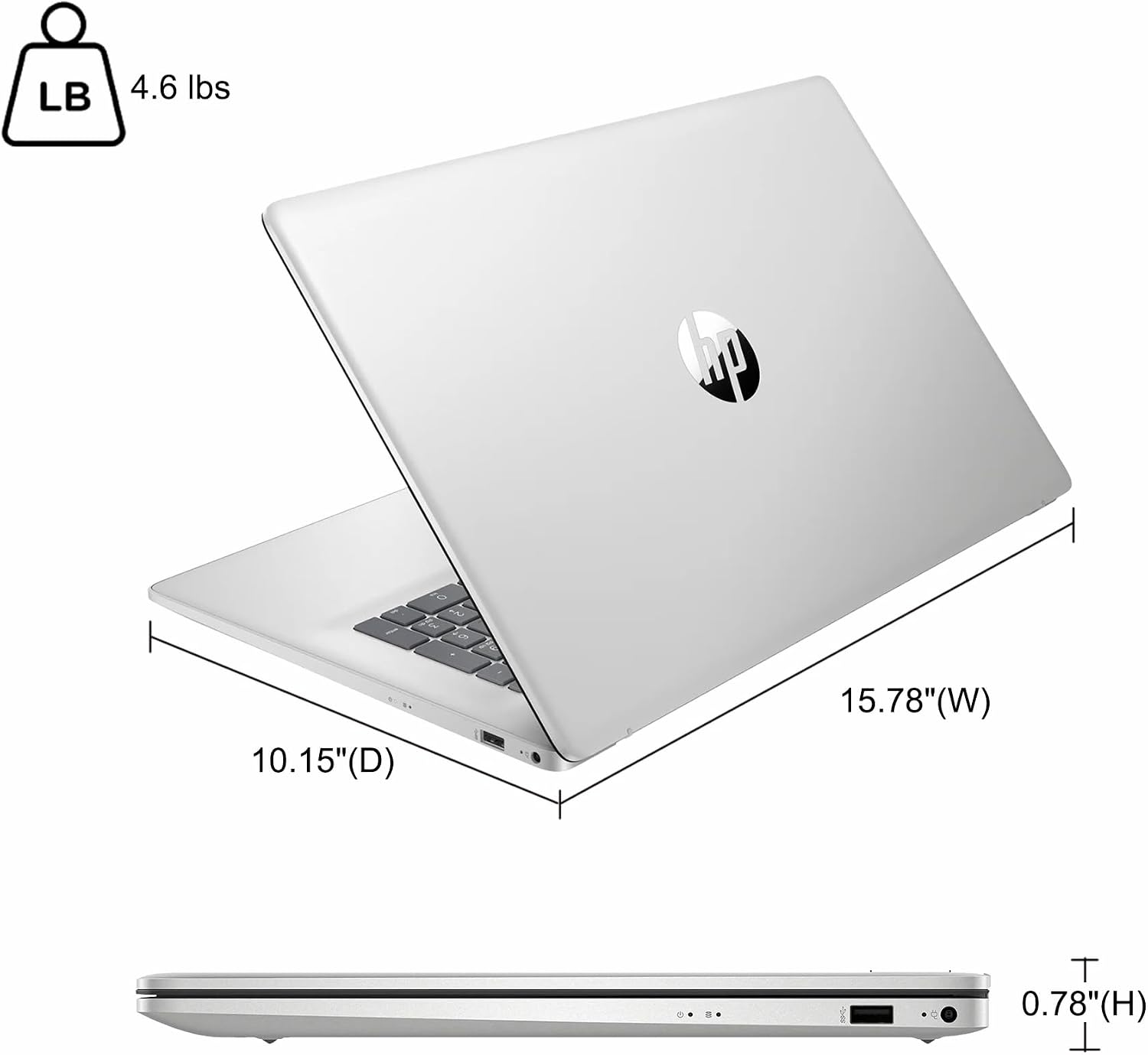 HP 17 Business Laptop 17.3' HD+ Touchscreen AMD 6-core Ryzen 5 7430U (Beats i7-1255U) 32GB RAM 1TB SSD USB-C Fast Charge Long-Lasting Battery Win11 ICP Hub