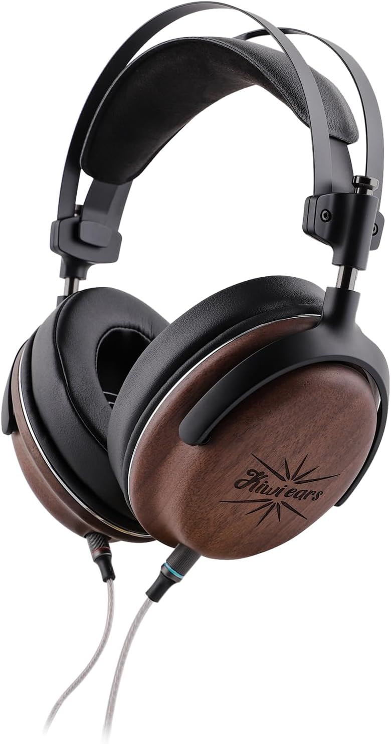 Linsoul Kiwi Ears Atheia Dynamic + Planar Magnetic Driver Over Ear Headphones, Closed Back, HiFi Stereo Monitor with Walnut Wood Earcups, Detachable Cable for Musician Audiophile