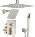 Dasan Dual Rain Shower System with Valve & handheld,Luxury Shower Faucet Set With Ceiling Mounted 12' & 6' Shower Head,Brushed Nickel Tandem Shower Head System for Couples