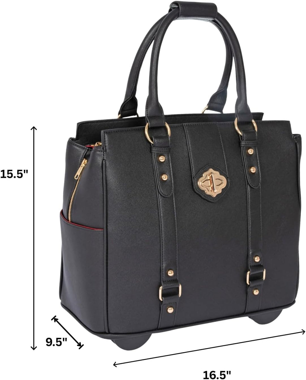 JKM & Company Executive Black Computer iPad, Laptop Tablet Rolling Tote Bag Briefcase Carryall Bag