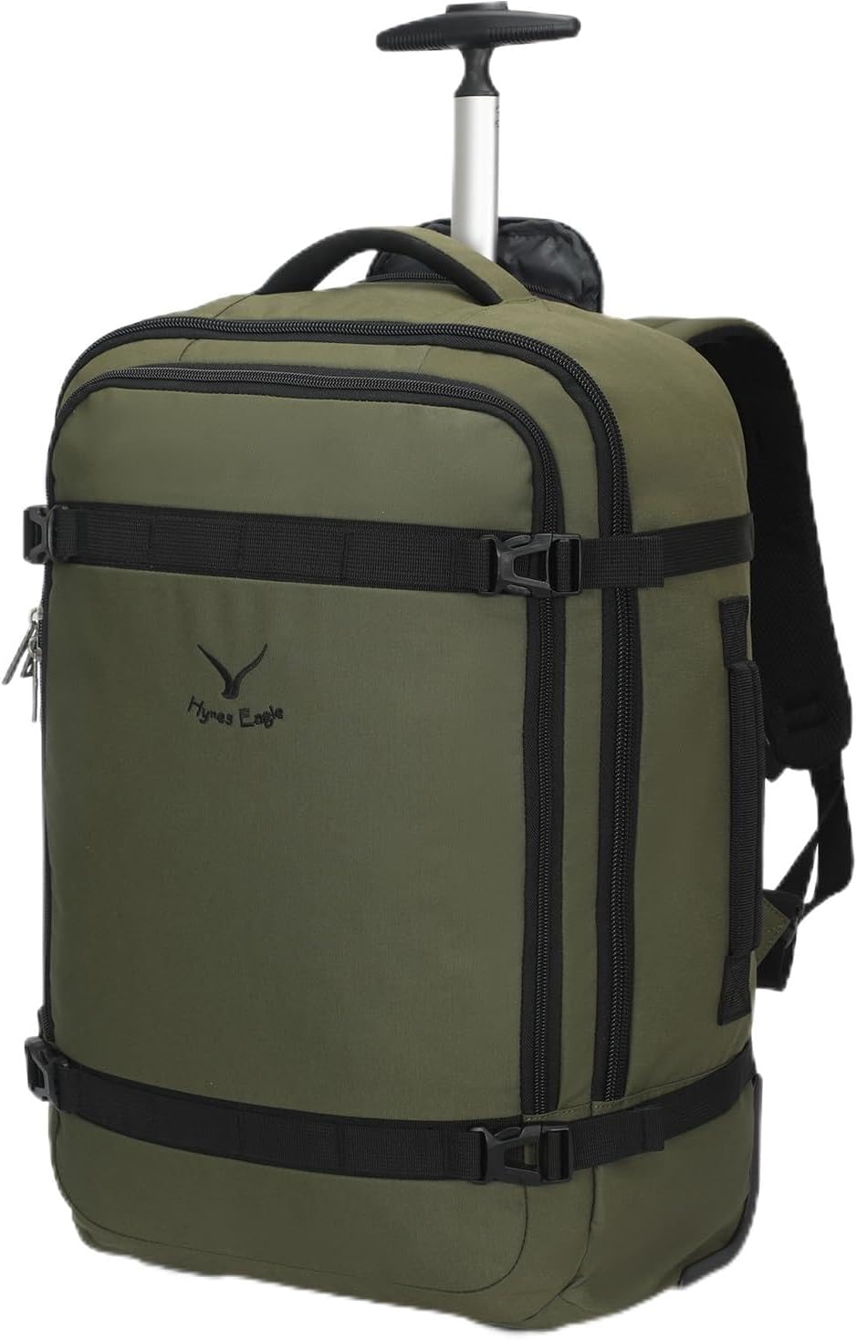 Hynes Eagle Rolling Backpack 42L Backpack with Wheels Airline Approved Carry on Luggage Laptop Travel Suitcase Bag for Women Men Dark Green
