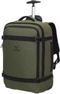 Hynes Eagle Rolling Backpack 42L Backpack with Wheels Airline Approved Carry on Luggage Laptop Travel Suitcase Bag for Women Men Dark Green
