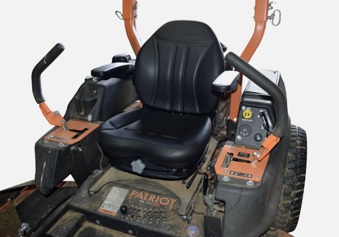 Suspension Seat with Armrests for Lawn Mowers & Zero Turn Mowers; Compatible with Husqvarna PZ6029 and Hustler ATZ, ATZ Kawasaki, ATZ Kohler XR7 SSA, Fastrak 54, HDZ77 ISM; 360000BK