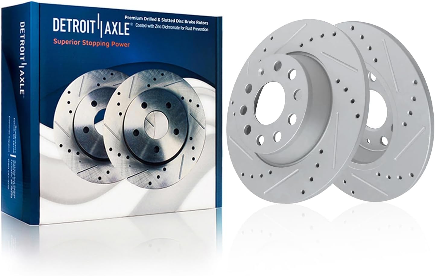 Detroit Axle - Brake Kit for Volkswagen 2010 Jetta 2009-2011 Eos 2009-2010 Audi A3 Quattro Drilled and Slotted Disc Brake Rotors Ceramic Brakes Pads : 11.34' inch Front and 11.10' inch Rear Rotors