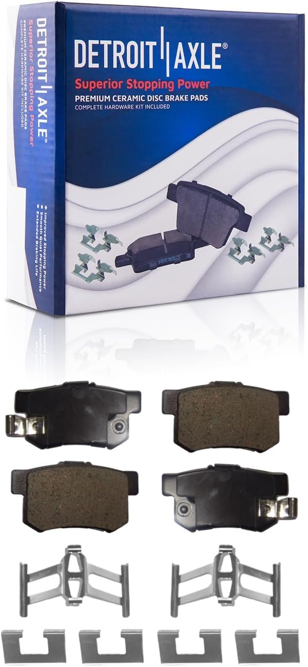 Detroit Axle - 10pc Brake Kit for 2003-2011 Honda Element, Drilled and Slotted Disc Brakes Rotors 2004 2005 2006 2007 2008 2009 2010 Ceramic Brake Pads : 11.10' inch Front and Rear Rotor