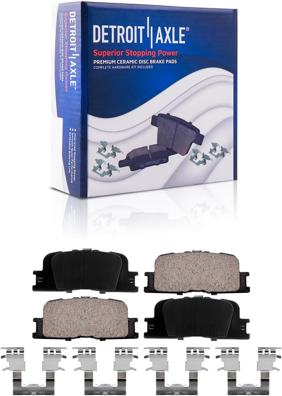 Detroit Axle - 10pc 2WD Brake Kit for 2001 2002 2003 Toyota Highlander, Drilled and Slotted Disc Brake Rotors Ceramic Brakes Pads w/Hardware Replacement: 11.65' inch Front and 11.34' inch Rear Rotors