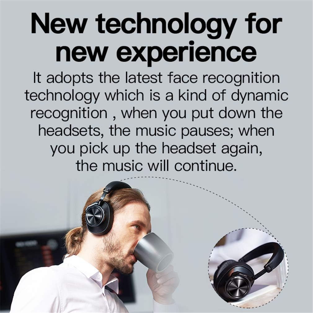 Wireless Foldable Headphones Active Noise Cancelling Stereo Foldable Headphones Soft Memory-Protein Earmuffs Deep Bass, for Phones and Music