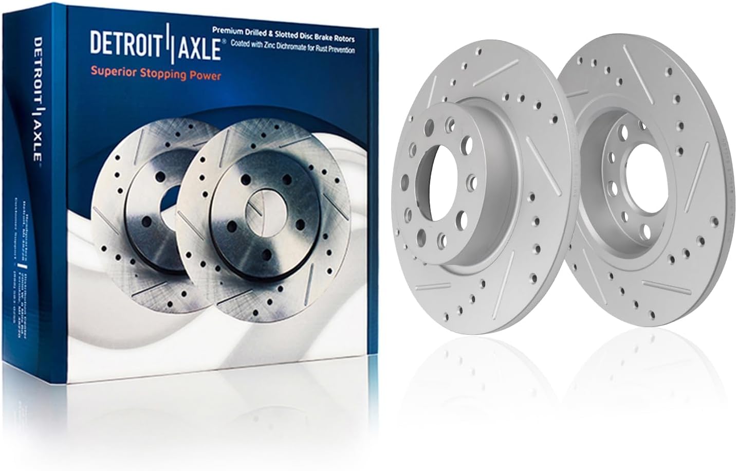 Detroit Axle - Brake Kit for 2017-2021 Jeep Compass 2015-2023 Renegade 500X Drilled Slotted Disc Brake Rotors Ceramic Brakes Pads Replacement : 12.01' inch Front and 10.94' inch Rear Rotor