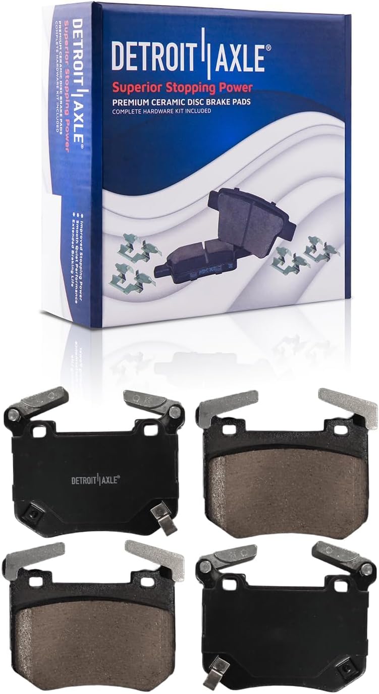 Detroit Axle - Brake Kit for 18-22 Kia Stinger 19-22 Genesis G70 Drilled and Slotted Disc Brake Rotors Ceramic Brakes Pads 2019 2020 2021 Replacement : 13.78' inch Front and 13.39' inch Rear Rotors