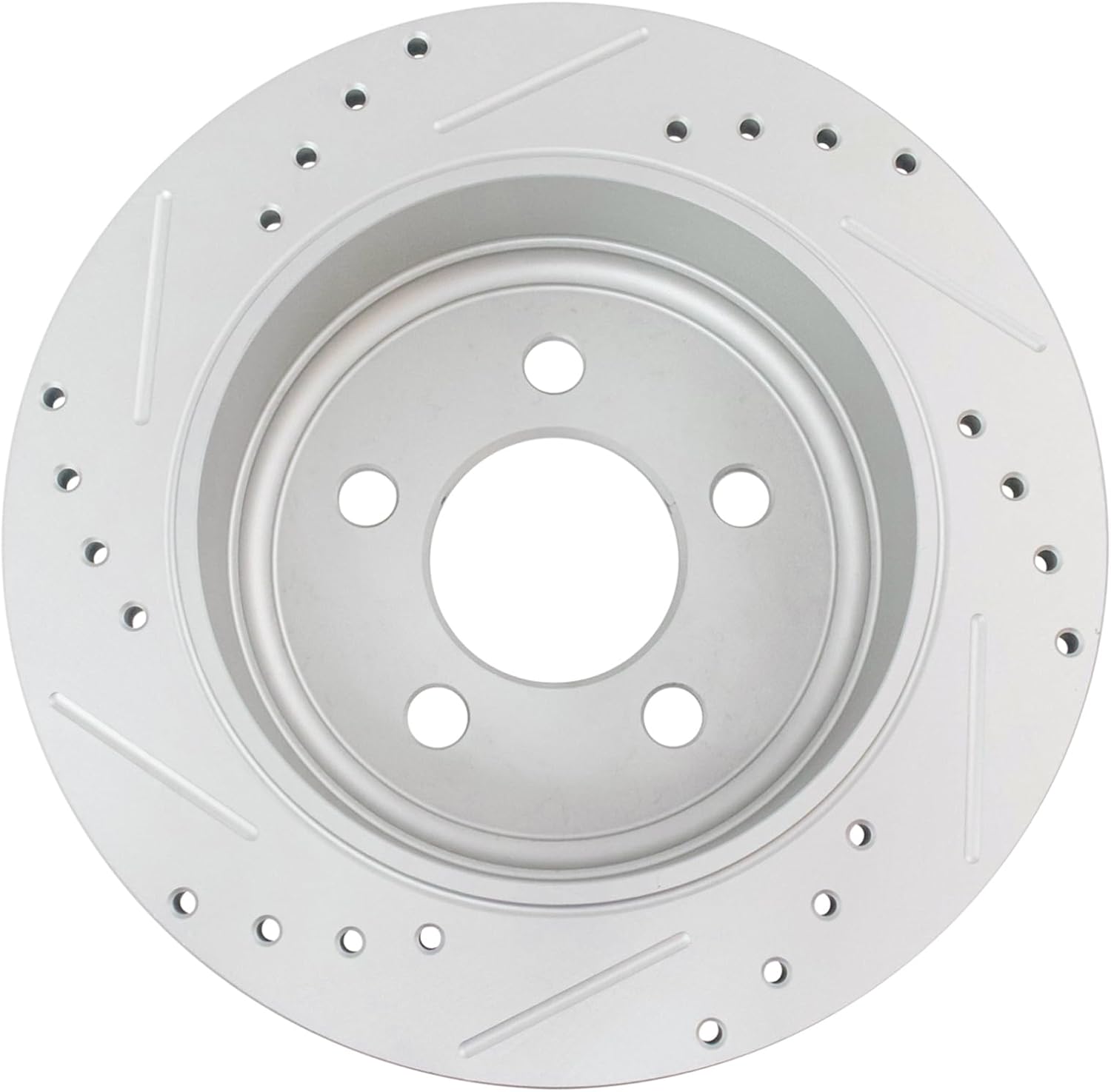 TRQ Performance Rear Brake Pad and Rotor Set Ceramic Coated Slotted Drilled Solid Rotors Calipers Compatible with 2003-2007 Jeep Liberty 2003-2006 Wrangler